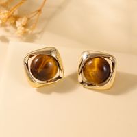 1 Pair Classic Style Solid Color Plating Inlay Artificial Crystal 18K Gold Plated Ear Studs main image 3