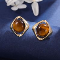 1 Pair Classic Style Solid Color Plating Inlay Artificial Crystal 18K Gold Plated Ear Studs main image 4
