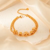 Elegant Lady Modern Style Flower 304 Stainless Steel Gold Plated Bracelets In Bulk sku image 2