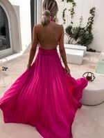 Frau Normales Kleid Britischer Stil V-ausschnitt Patchwork Ärmellos Einfarbig Maxi Langes Kleid Täglich main image 7