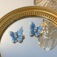 1 Paar Dame Moderner Stil Süss Schmetterling Überzug Inlay Kupfer Strasssteine Ohrstecker sku image 2