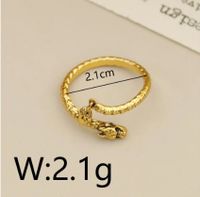 Wholesale Vacation Simple Style Dragon Copper Inlay 18K Gold Plated Zircon Open Rings main image 2