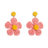 1 Pair Cute Lady Sweet Flower Braid Raffia Drop Earrings sku image 1