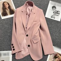 Women's Coat Long Sleeve Blazers Patchwork Button British Style Solid Color main image 1
