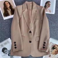 Women's Coat Long Sleeve Blazers Patchwork Button British Style Solid Color main image 2