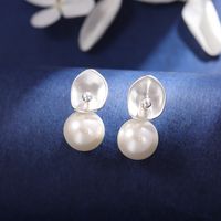 1 Pair Queen Solid Color Solid Color Plating Inlay Copper Pearl Silver Plated Ear Studs main image 4