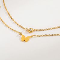316 Stainless Steel  14K Gold Plated Casual Vacation Classic Style Number Leaves Butterfly Earrings Necklace main image 4