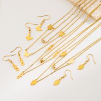 316 Stainless Steel  14K Gold Plated Casual Vacation Classic Style Number Leaves Butterfly Earrings Necklace main image 1