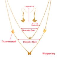 316 Stainless Steel  14K Gold Plated Casual Vacation Classic Style Number Leaves Butterfly Earrings Necklace main image 2