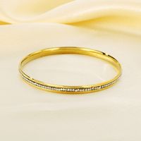 Simple Style Circle 304 Stainless Steel 18K Gold Plated Zircon Bangle In Bulk main image 5