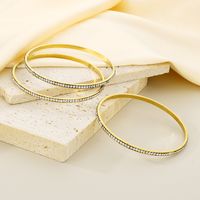 Simple Style Circle 304 Stainless Steel 18K Gold Plated Zircon Bangle In Bulk main image 9