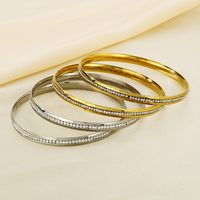 Simple Style Circle 304 Stainless Steel 18K Gold Plated Zircon Bangle In Bulk main image 8