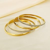 Simple Style Circle 304 Stainless Steel 18K Gold Plated Zircon Bangle In Bulk main image 1