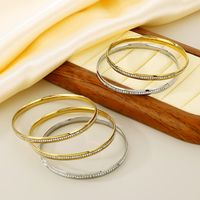 Simple Style Circle 304 Stainless Steel 18K Gold Plated Zircon Bangle In Bulk main image 7