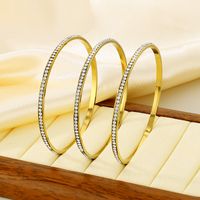 Simple Style Circle 304 Stainless Steel 18K Gold Plated Zircon Bangle In Bulk main image 10