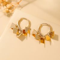 1 Pair Cool Style Shiny Square Sequins Plating Copper 18K Gold Plated Drop Earrings main image 2
