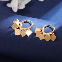 1 Pair Cool Style Shiny Square Sequins Plating Copper 18K Gold Plated Drop Earrings main image 3