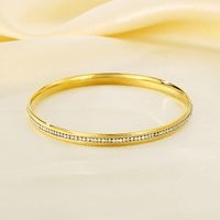 Simple Style Circle 304 Stainless Steel 18K Gold Plated Zircon Bangle In Bulk sku image 4