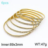Simple Style Circle 304 Stainless Steel 18K Gold Plated Zircon Bangle In Bulk sku image 5