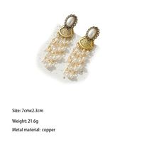 1 Pair Elegant Retro Classic Style Tassel Inlay Copper Artificial Pearls Drop Earrings main image 2