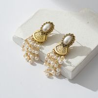 1 Pair Elegant Retro Classic Style Tassel Inlay Copper Artificial Pearls Drop Earrings main image 5