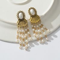 1 Paar Elegant Retro Klassischer Stil Quaste Inlay Kupfer Künstliche Perlen Tropfenohrringe main image 1