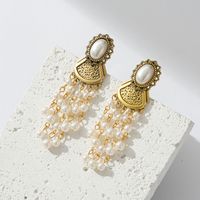 1 Pair Elegant Retro Classic Style Tassel Inlay Copper Artificial Pearls Drop Earrings main image 3
