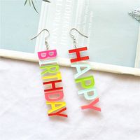 1 Paire Style Simple Style Classique Lettre Gâteau Patchwork Arylique Métal Boucles D'oreilles main image 2