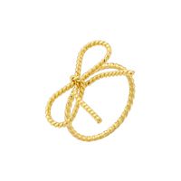 Großhandel Lässig Einfacher Stil Bogenknoten Kupfer Inlay 18 Karat Vergoldet Zirkon Offener Ring main image 4
