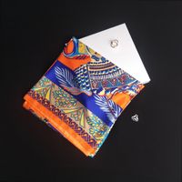 Women's Exaggerated Lady Modern Style Printing Feather Polyester Silk Scarf sku image 4