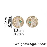 1 Pair Vacation Sweet Round Flower Hollow Out Inlay Baroque Pearls Copper Rhinestones Pearl 14K Gold Plated Ear Studs sku image 2
