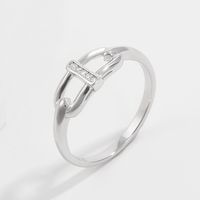 Sterling Silver White Gold Plated IG Style Basic Modern Style Plating Inlay Solid Color Zircon Rings main image 3