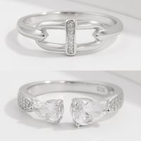 Sterling Silver White Gold Plated IG Style Basic Modern Style Plating Inlay Solid Color Zircon Rings main image 1