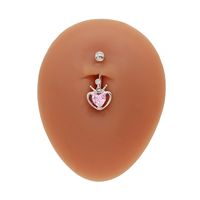 1 Piece Belly Rings Cute Heart Shape Crown Alloy Glass Titanium Steel Inlay Rhinestones Glass White Gold Plated Gold Plated main image 5