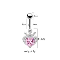 1 Piece Belly Rings Cute Heart Shape Crown Alloy Glass Titanium Steel Inlay Rhinestones Glass White Gold Plated Gold Plated main image 2
