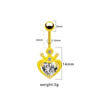 1 Piece Belly Rings Cute Heart Shape Crown Alloy Glass Titanium Steel Inlay Rhinestones Glass White Gold Plated Gold Plated main image 4