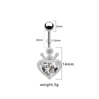 1 Piece Belly Rings Cute Heart Shape Crown Alloy Glass Titanium Steel Inlay Rhinestones Glass White Gold Plated Gold Plated main image 3