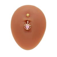 1 Piece Belly Rings Cute Heart Shape Crown Alloy Glass Titanium Steel Inlay Rhinestones Glass White Gold Plated Gold Plated main image 6