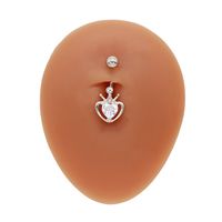 1 Piece Belly Rings Cute Heart Shape Crown Alloy Glass Titanium Steel Inlay Rhinestones Glass White Gold Plated Gold Plated main image 7
