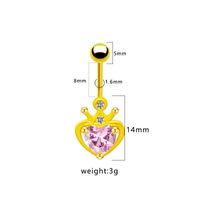 1 Piece Belly Rings Cute Heart Shape Crown Alloy Glass Titanium Steel Inlay Rhinestones Glass White Gold Plated Gold Plated sku image 3