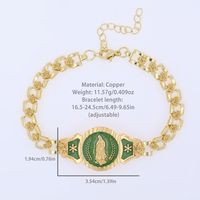 Copper 18K Gold Plated Cool Style Enamel Human Flower ID Bracelet main image 2