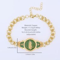 Kupfer 18 Karat Vergoldet Toller Stil Emaille Menschlich Blume ID Armband main image 2