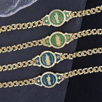 Kupfer 18 Karat Vergoldet Toller Stil Emaille Menschlich Blume ID Armband main image 3