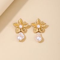1 Pair Simple Style Classic Style Flower Inlay Zinc Alloy Pearl Drop Earrings main image 3