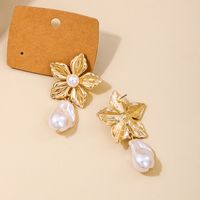 1 Pair Simple Style Classic Style Flower Inlay Zinc Alloy Pearl Drop Earrings main image 4