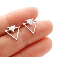 Simple Style Triangle Stainless Steel Plating Hollow Out Ear Studs 1 Pair sku image 1