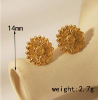 1 Pair Romantic Simple Style Sunflower 304 Stainless Steel 18K Gold Plated Ear Studs main image 2