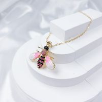 Copper Classic Style Shiny Painted Three-dimensional Inlay Bee Scorpion Butterfly Artificial Crystal Pendant Necklace main image 5