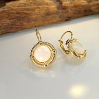 1 Pair Elegant Retro Classic Style Round Inlay Copper Artificial Gemstones Drop Earrings main image 5