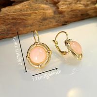 1 Pair Elegant Retro Classic Style Round Inlay Copper Artificial Gemstones Drop Earrings main image 2